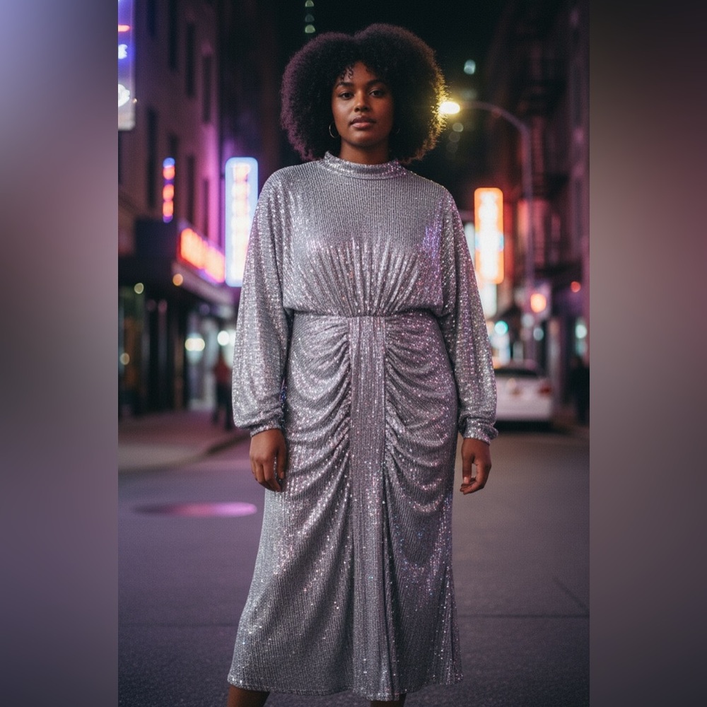 Sequin Silver  Evening Gown new